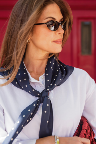 Classic Polka Dot Scarf – Navy
