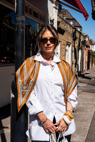 Chevron Border Scarf - Mustard