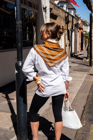 Chevron Border Scarf - Mustard