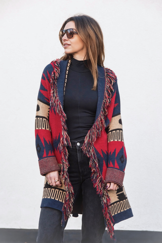 Astrid Cardigan - Red/Navy Mix