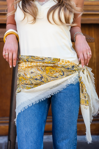 Large Paisley Bandana Scarf - Lemon