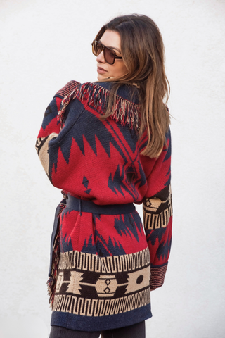Astrid Cardigan - Red/Navy Mix