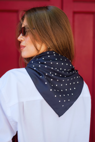 Classic Polka Dot Scarf – Navy