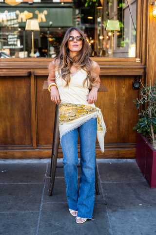 Large Paisley Bandana Scarf - Lemon