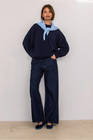 Georgia Knitted Sweatshirt - Navy