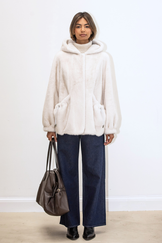 Selena Faux Fur Coat - Ecru