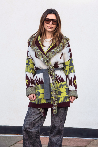 Astrid Cardigan - Lime/Wine Mix