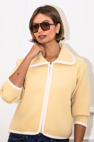 Fern Trim Jacket- Vanilla