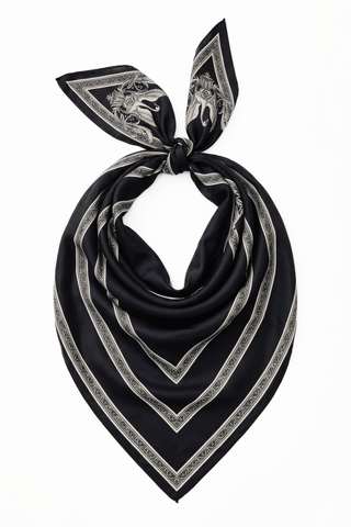 Chevron Border Scarf - Black