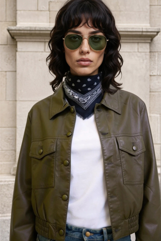 Ivy Leather Jacket - Olive