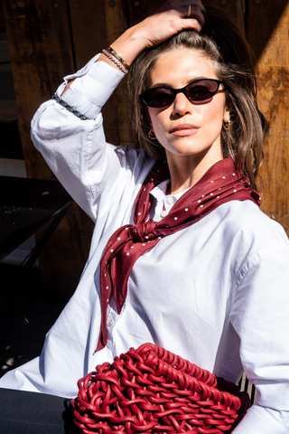 Classic Polka Dot Scarf - Wine Red