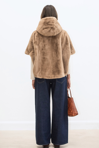 Leonie Faux Fur Cape - Taupe