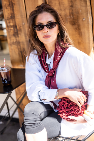 Classic Polka Dot Scarf - Wine Red