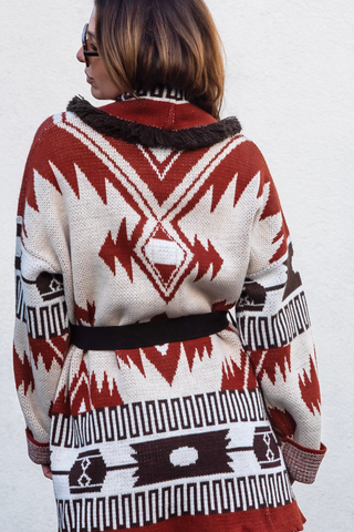 Astrid Cardigan - White/Brown