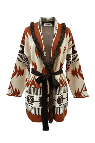 Astrid Cardigan - White/Brown