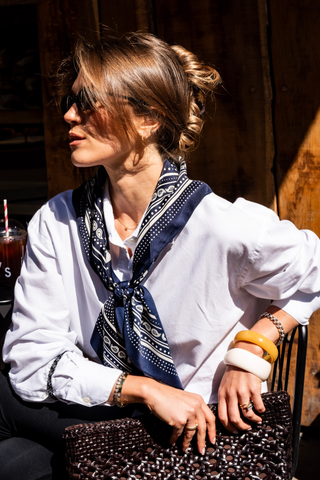 Multi-key print scarf - Navy