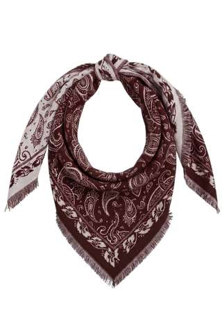 Large Triangle Paisley Scarf - Brown