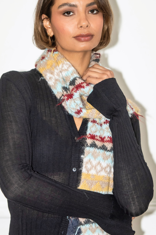 Frankie Christmas Scarf - Turq/Beige Mix