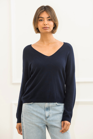 Camilla V neck Jumper - Navy