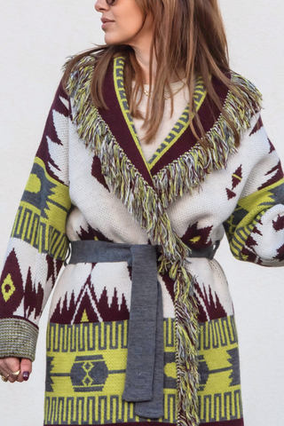 Astrid Cardigan - Lime/Wine Mix