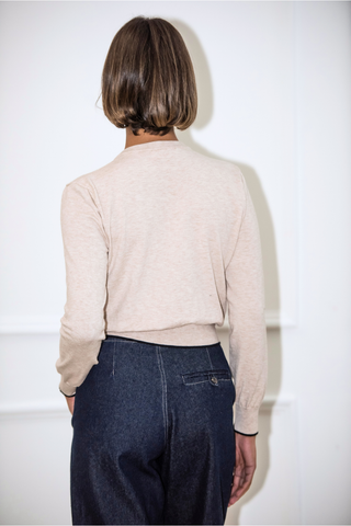 Gianna Frill Cardigan - Beige Melange