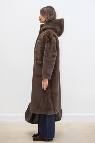 Oceane Faux Fur Coat - Brown