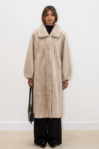 Victory Faux Fur Coat - Beige