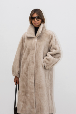 Victory Faux Fur Coat - Beige