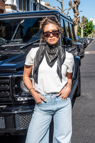 Multi-key print scarf - Black