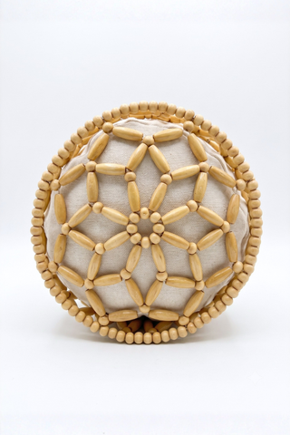 Pia Wooden Beaded Bag - Beige