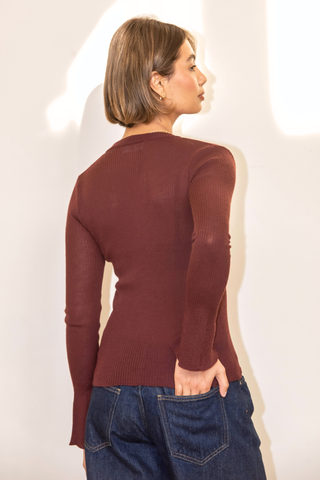 Gracie Frill Top - Burgundy