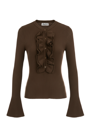 Gracie Frill Top - Brown