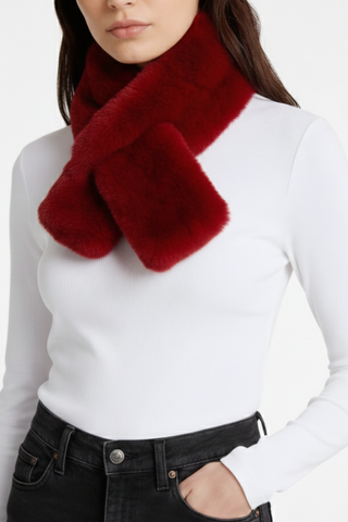 Kimmy Faux Fur Collar - Deep Red