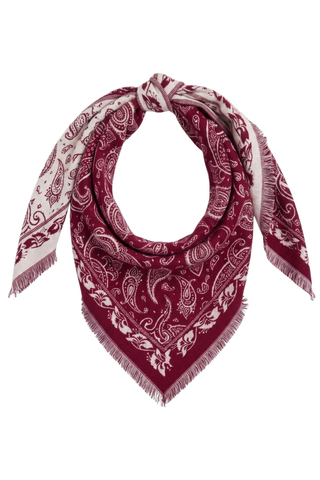 Large Triangle Paisley Scarf - Red