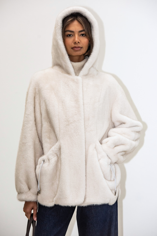 Selena Faux Fur Coat - Ecru