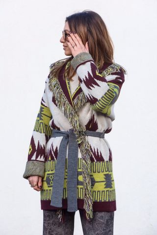 Astrid Cardigan - Lime/Wine Mix