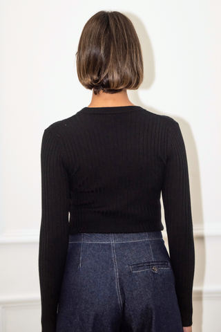Gabby Ribbed Top - Black