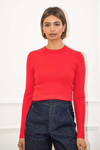 Gabby Ribbed Top - Red