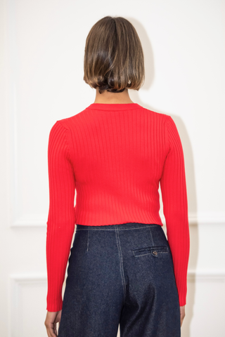 Gabby Ribbed Top - Red