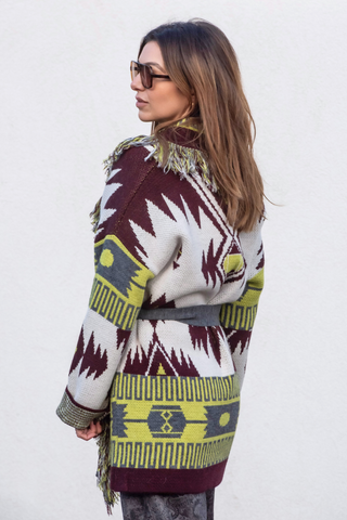 Astrid Cardigan - Lime/Wine Mix