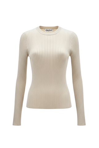 Gabby Ribbed Top - Beige Melange