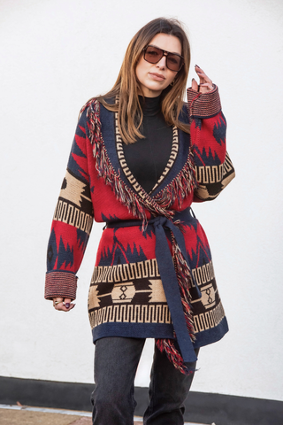 Astrid Cardigan - Red/Navy Mix