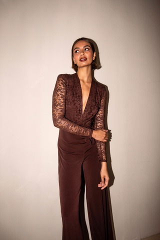 Taylor Jumpsuit - Brown Lace
