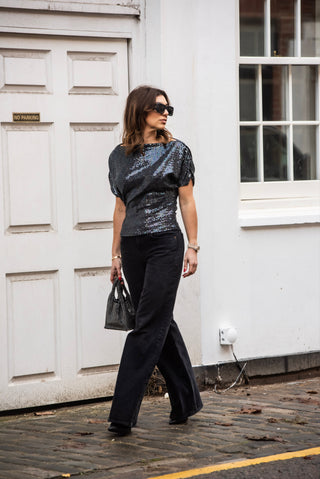 MARGOT - Off shoulder top - Gunmetal