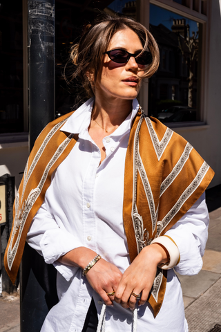 Chevron Border Scarf - Mustard