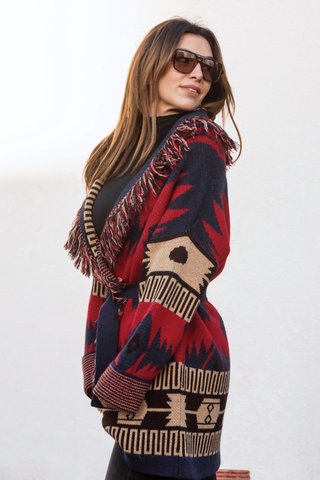 Astrid Cardigan - Red/Navy Mix