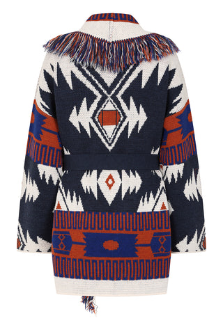 Astrid Cardigan - Blue/Tan Mix