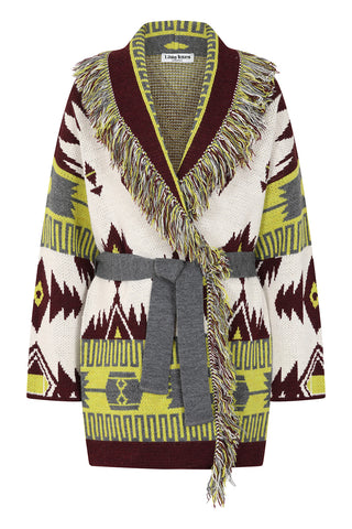 Astrid Cardigan - Lime/Wine Mix