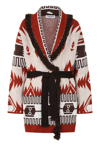 Astrid Cardigan - White/Brown