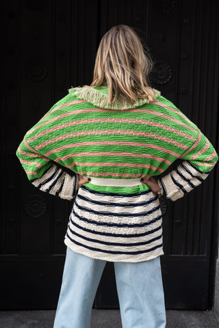 Capri Cardigan - Green Stripe